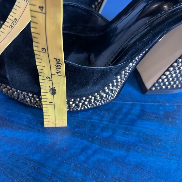 Vince Camuto Black and Gold Studded Wedge Sandals - Picture 13 of 15